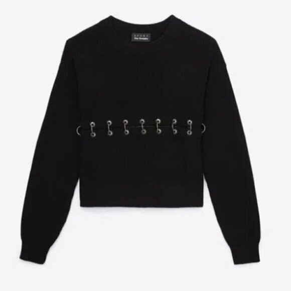 The Kooples Cotton Jumper With Piercings Black Size L - Picture 2 of 10